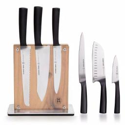 SCHMIDT BROS. Schmidt Brothers Carbon6 7-Piece Stainless Steel Cutlery Set with Acacia Midtown Knife Block thumbnail 1