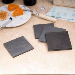 Creative Home Natural Dark Gray Slate Coaster Set of 4 - 4 in. x 4 in. Rustic Stone Coasters thumbnail 7