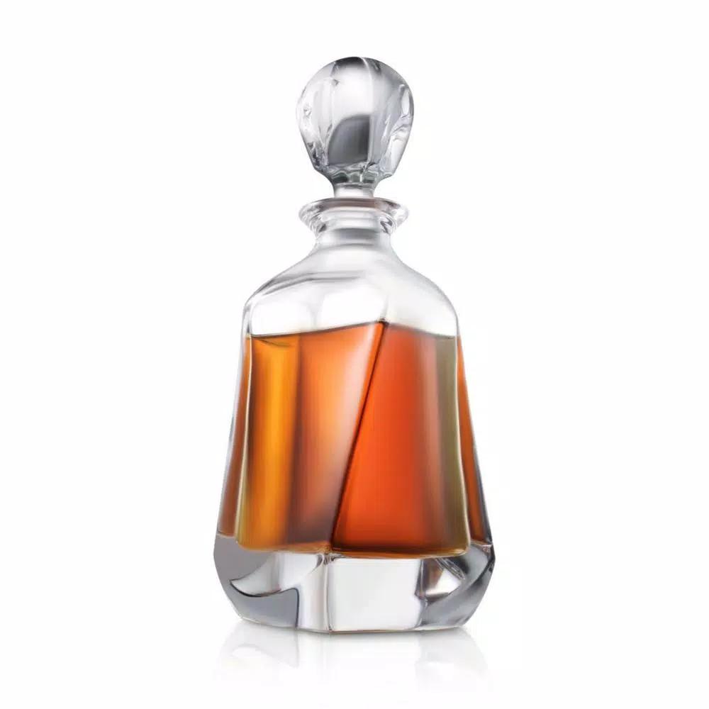 JoyJolt Aurora Crystal Whiskey Decanter, 25.3 oz Square Glass Decanter with Stopper