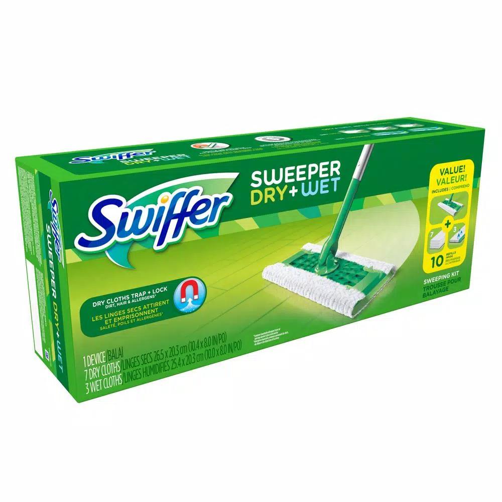 Swiffer Sweeper Dry and Wet Mop Starter Kit with 10 Cloths