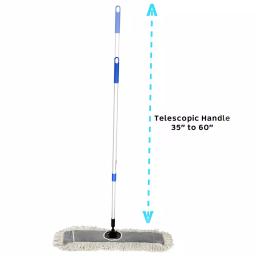 Alpine Industries 24 in. Cotton Dust Mop Set with 60 in. Telescopic Metal Handle thumbnail 2