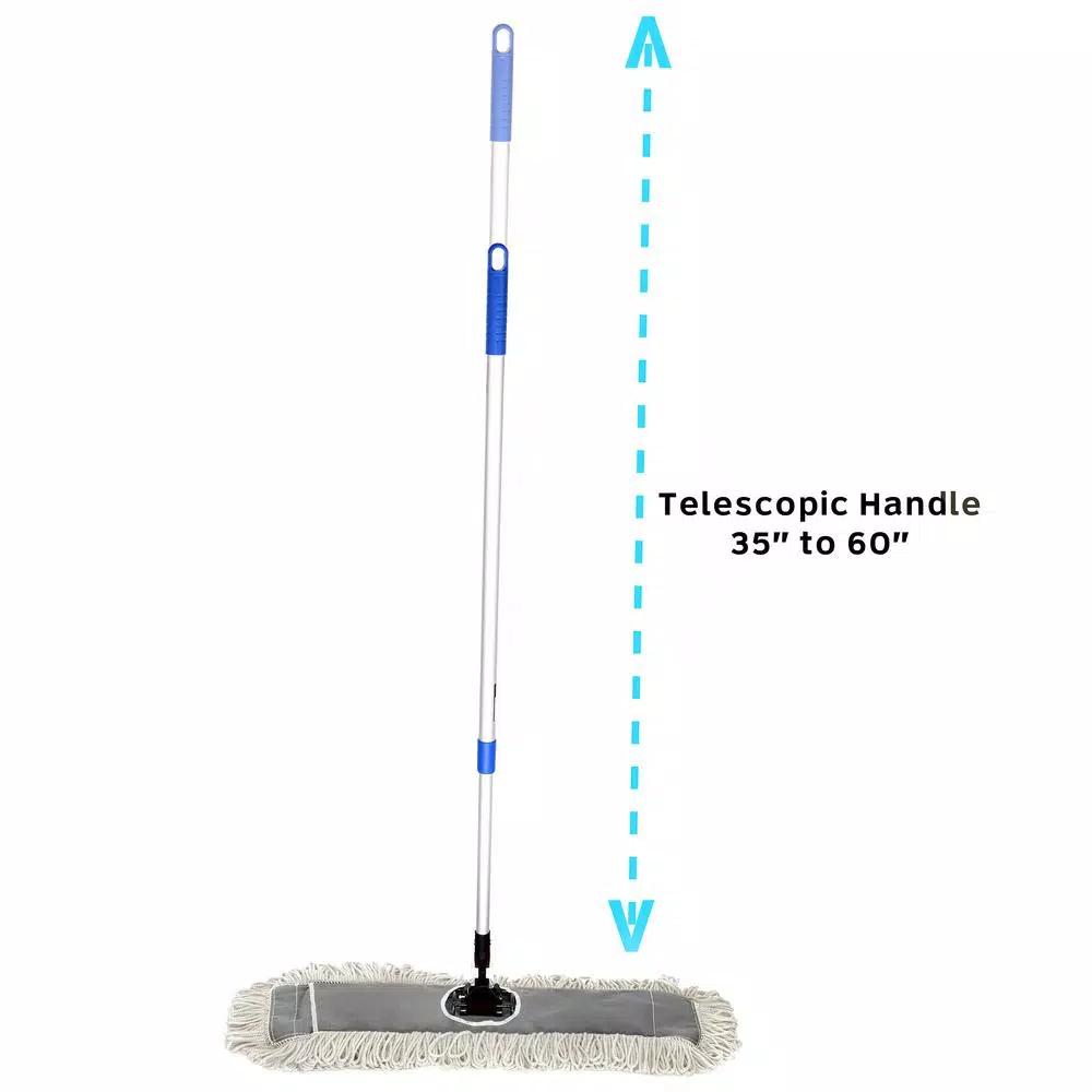 Alpine Industries 24 in. Cotton Dust Mop Set with 60 in. Telescopic Metal Handle