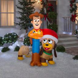 Disney Pixar Toy Story Woody and Slinky 5.6 ft. Pre-lit Inflatable Airblown Holiday Scene thumbnail 2