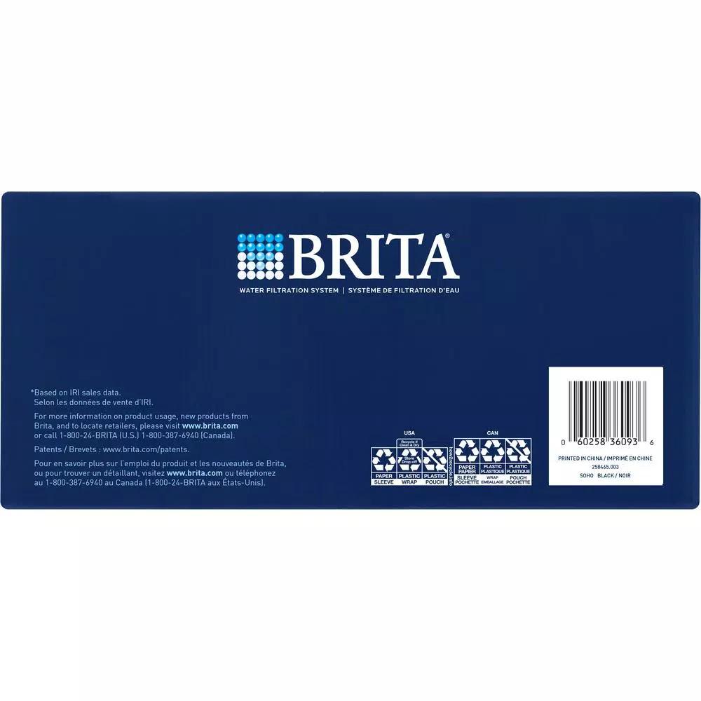 Brita Soho 5-Cup Water Filter Pitcher, BPA-Free, Black