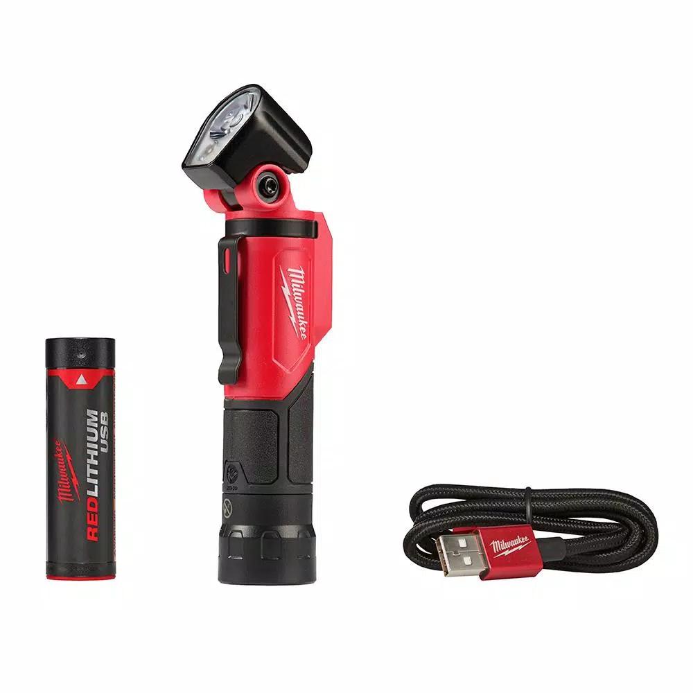 Milwaukee 500 Lumen USB Rechargeable Pivoting LED Flashlight & 100 Lumen Aluminum Pen Light Set