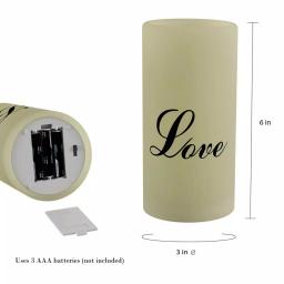 Lavish Home "Love" LED Flameless Candle with Remote Control, Vanilla Scented Real Wax thumbnail 2
