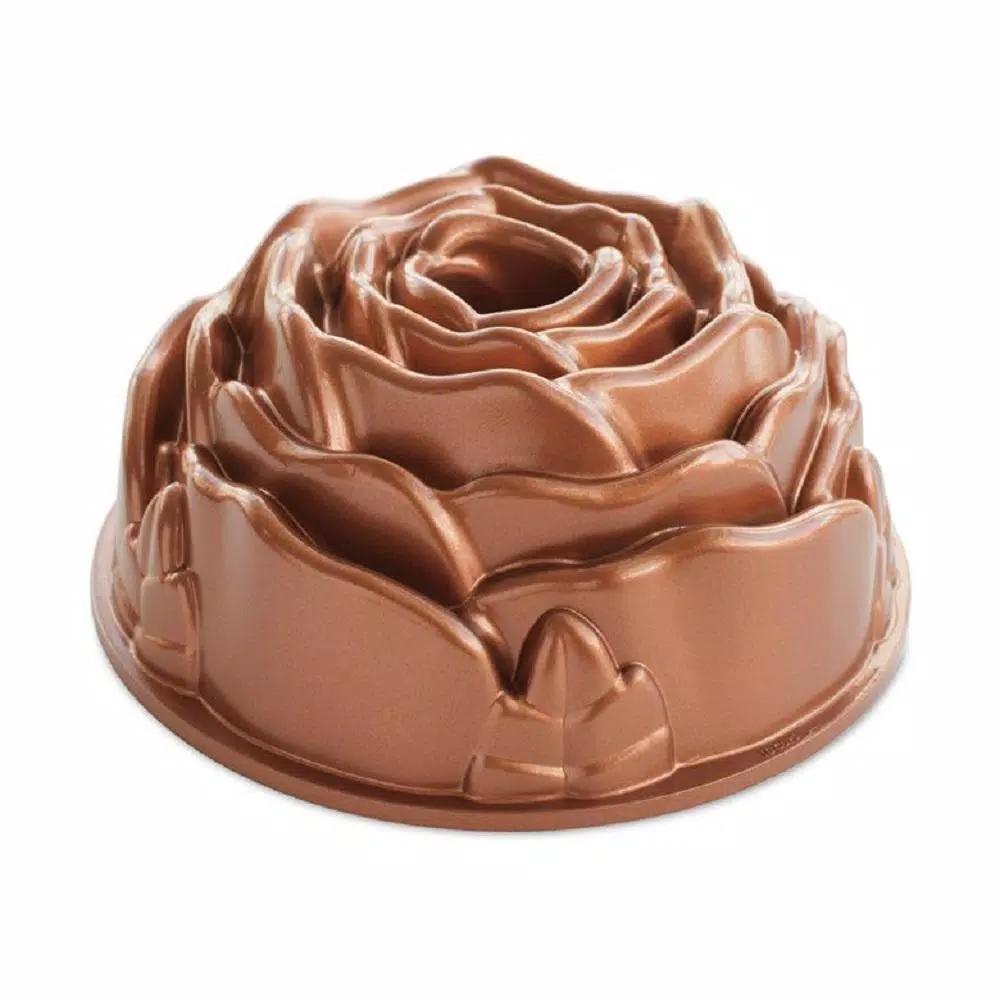 Nordic Ware Aluminum Rose Fluted Bundt Cake Pan, Nonstick Copper Finish