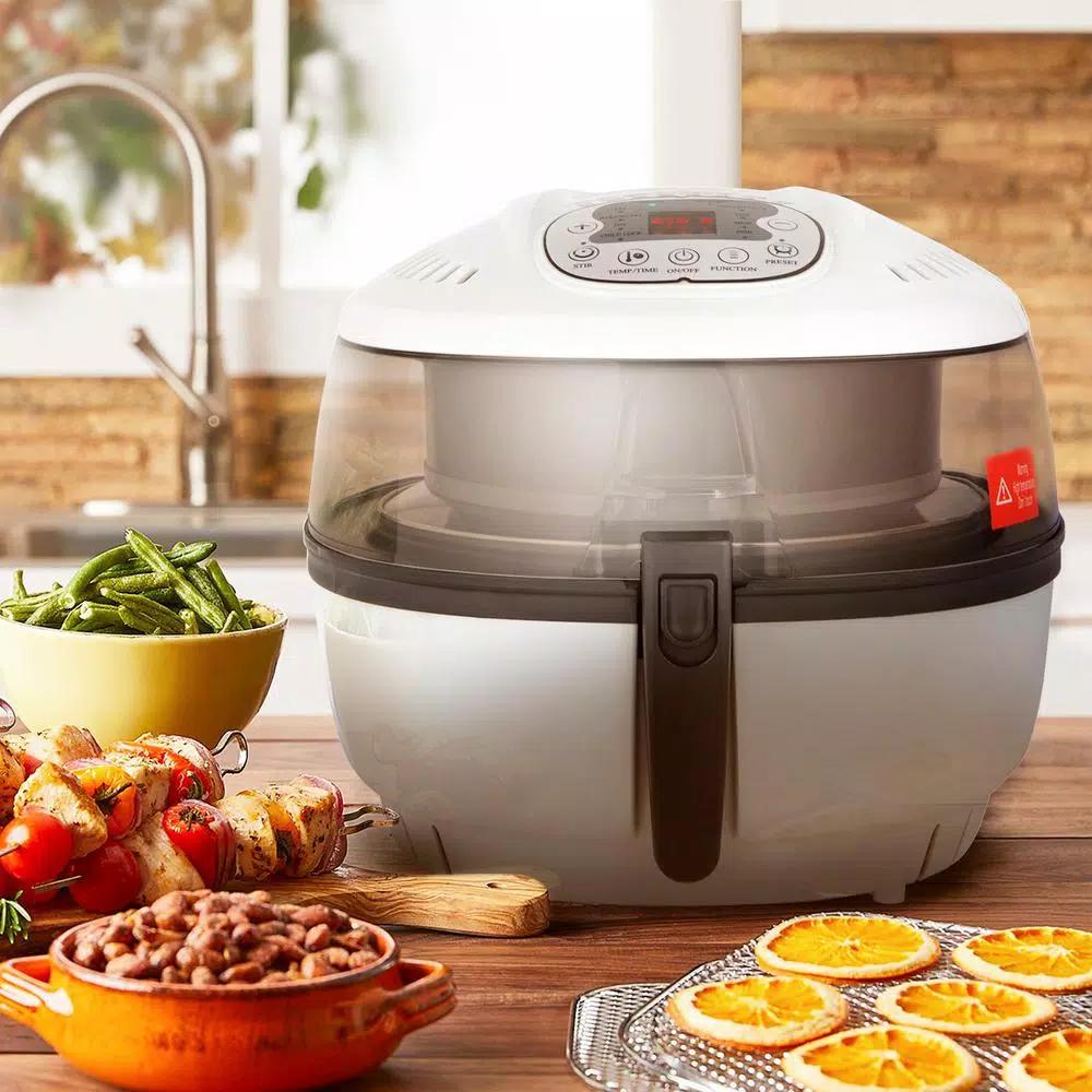 Barton Ensue 6.3 Qt Air Fryer, 1700W Multi-Functional Electric Oil-Free Cooker with 8 Programs, White