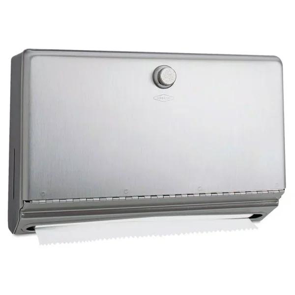 BOBRICK Satin Stainless Steel Paper Towel Dispenser, Wall-Mounted, 200 C-Fold or 275 Multi-Fold Capacity
