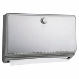 BOBRICK Satin Stainless Steel Paper Towel Dispenser, Wall-Mounted, 200 C-Fold or 275 Multi-Fold Capacity thumbnail 1