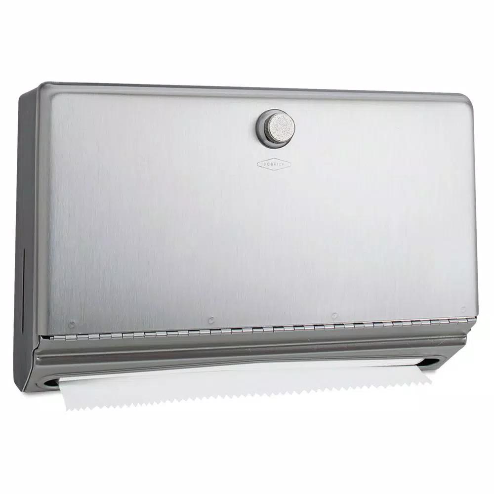 BOBRICK Satin Stainless Steel Paper Towel Dispenser, Wall-Mounted, 200 C-Fold or 275 Multi-Fold Capacity