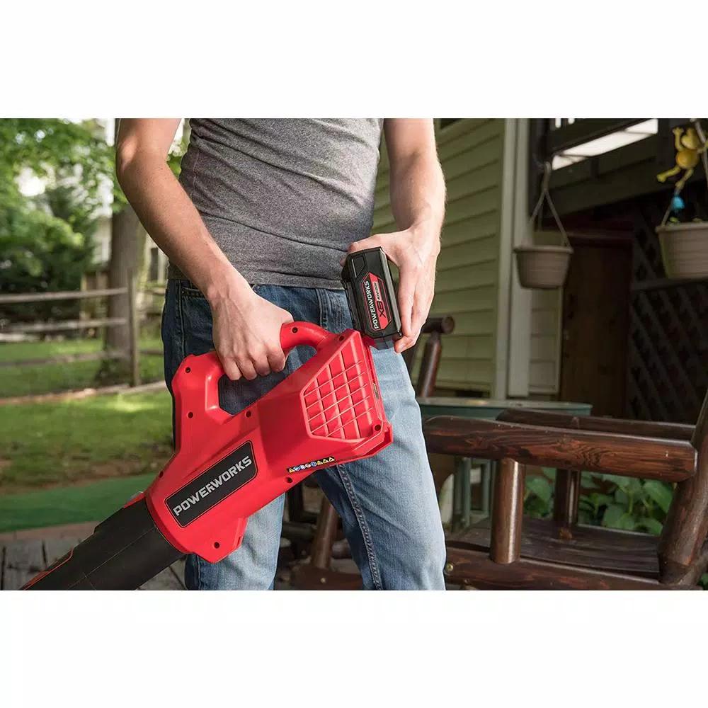 Powerworks XB 20V Cordless Axial Handheld Blower, 310 CFM, 85 MPH, 2Ah Battery and Charger Included