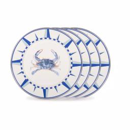 Golden Rabbit Blue Crab Enamelware 10.5 in. Round Dinner Plate Set of 4 thumbnail 1