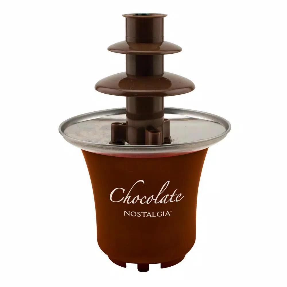 Nostalgia 3-Tier Chocolate Fountain with Auger-Style Flow, 8 oz. Capacity, Brown
