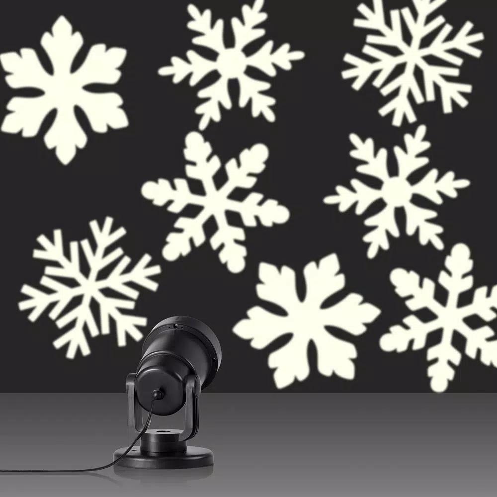 Alpine Corporation Christmas Rotating Snowflake LED Projector, Cool White Lights