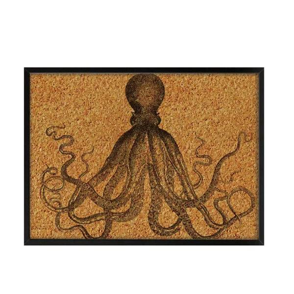 WallPops Black Ink Printed Octopus Cork Memo Board with Black Frame