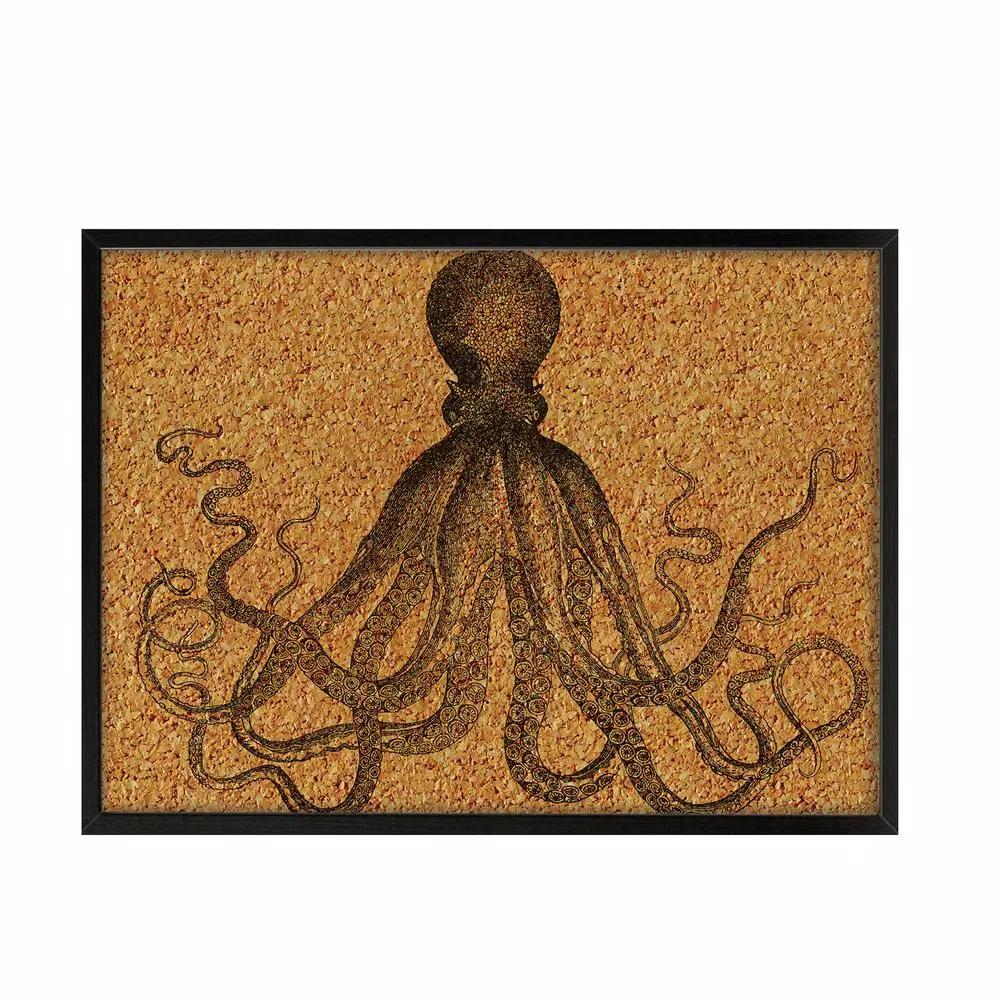 WallPops Black Ink Printed Octopus Cork Memo Board with Black Frame
