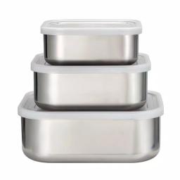 Tramontina 3-Piece Stainless Steel Square Food Storage Container Set with Frosted Lids thumbnail 1