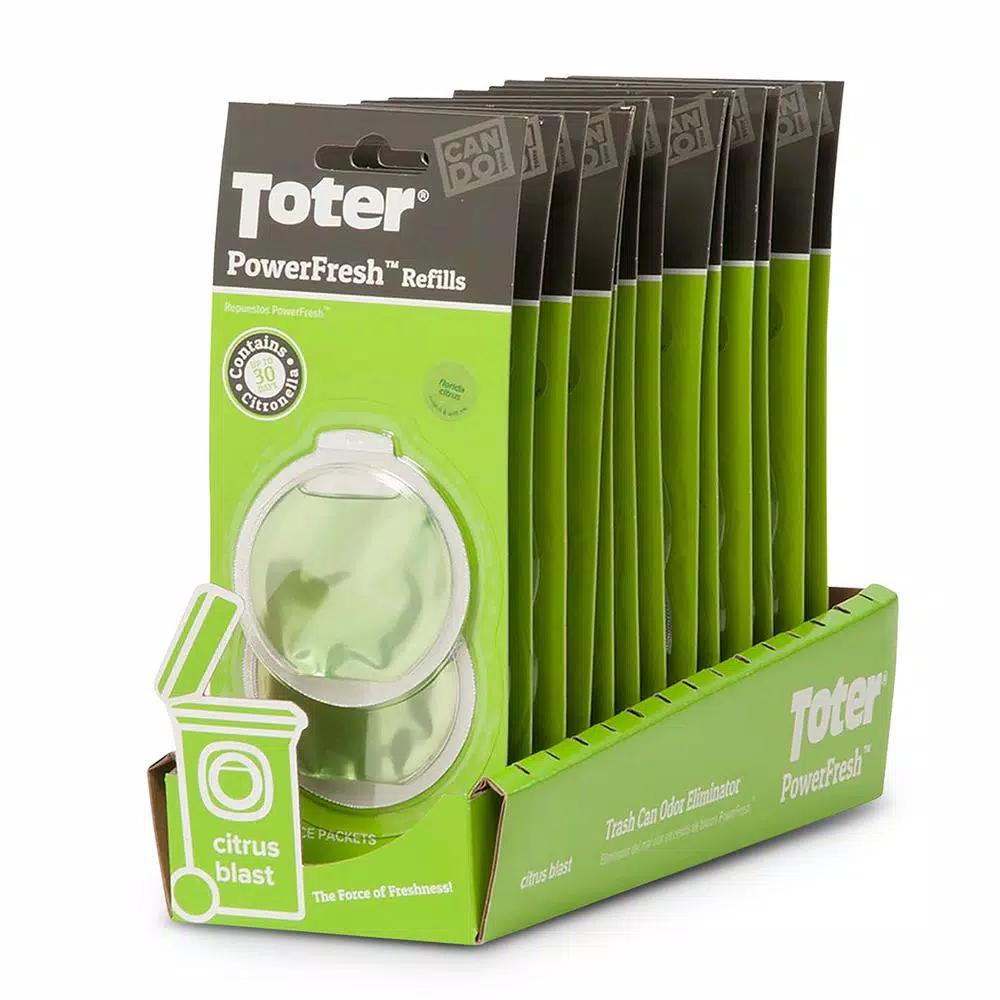 Toter PowerFresh Trash Can Odor Eliminator Automatic Air Freshener Refills, Fresh Citrus & Citronella (2-Pack)