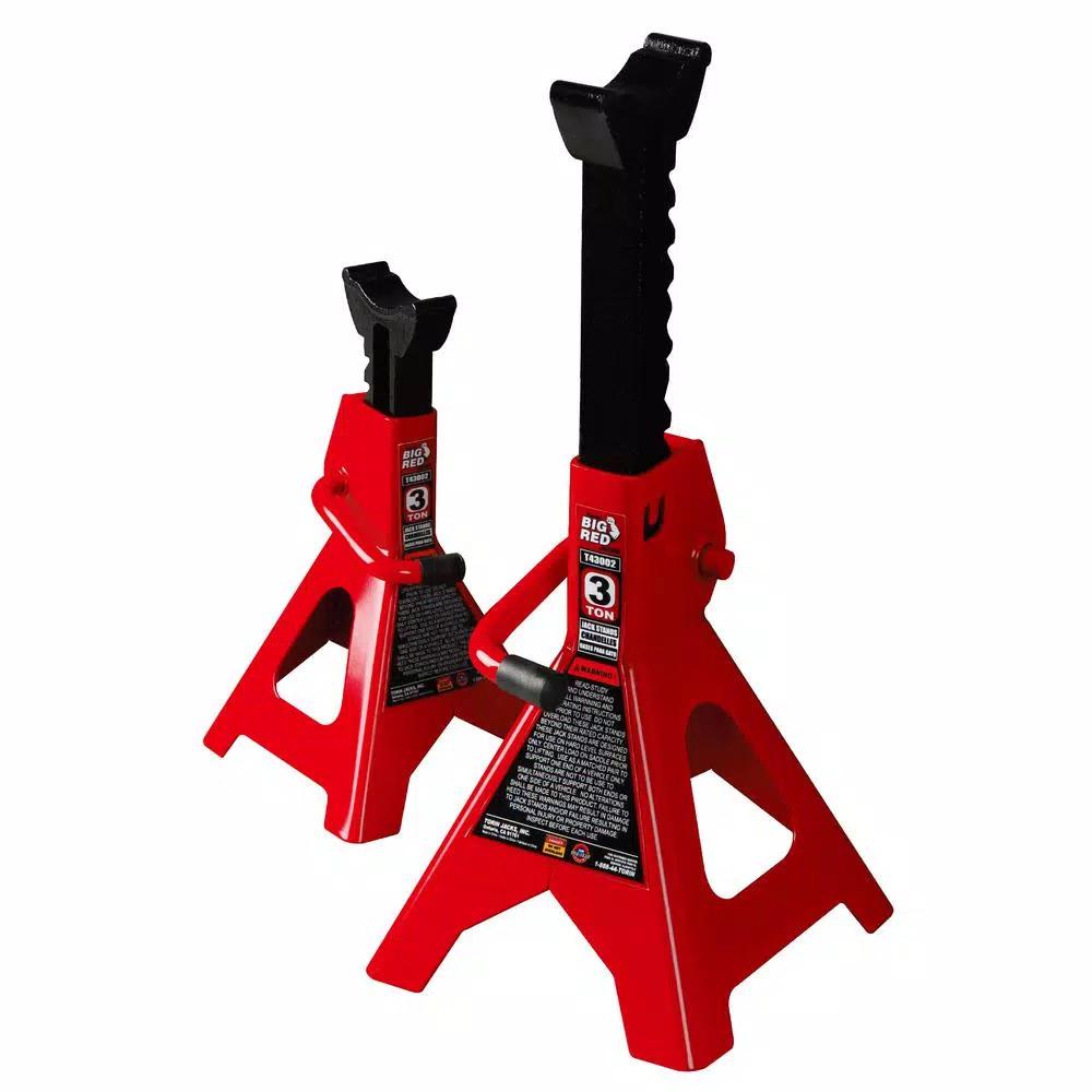 Big Red 3-Ton Heavy Duty Steel Jack Stands, 6,000 lb. Capacity, 2-Pack