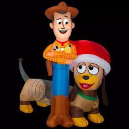 Disney Pixar Toy Story Woody and Slinky 5.6 ft. Pre-lit Inflatable Airblown Holiday Scene thumbnail 3