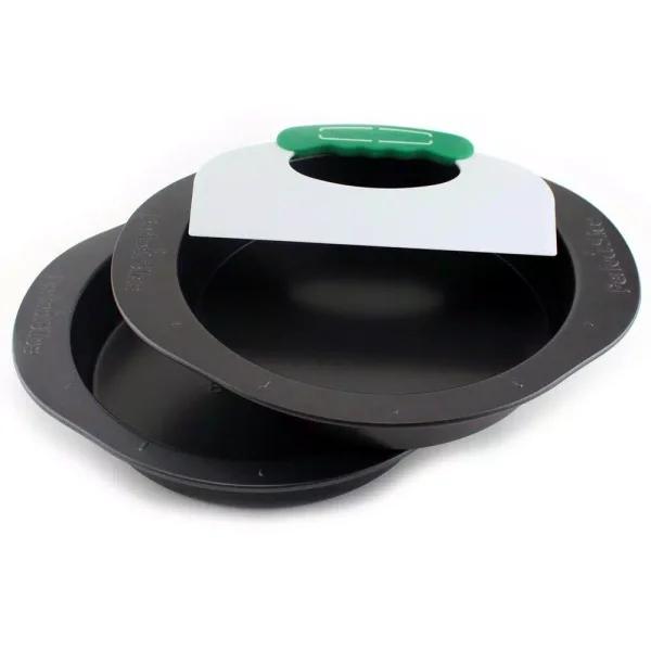 BergHOFF Perfect Slice 3-Piece Carbon Steel Cake Pan Set with Slicing Tool, 9 in. Round