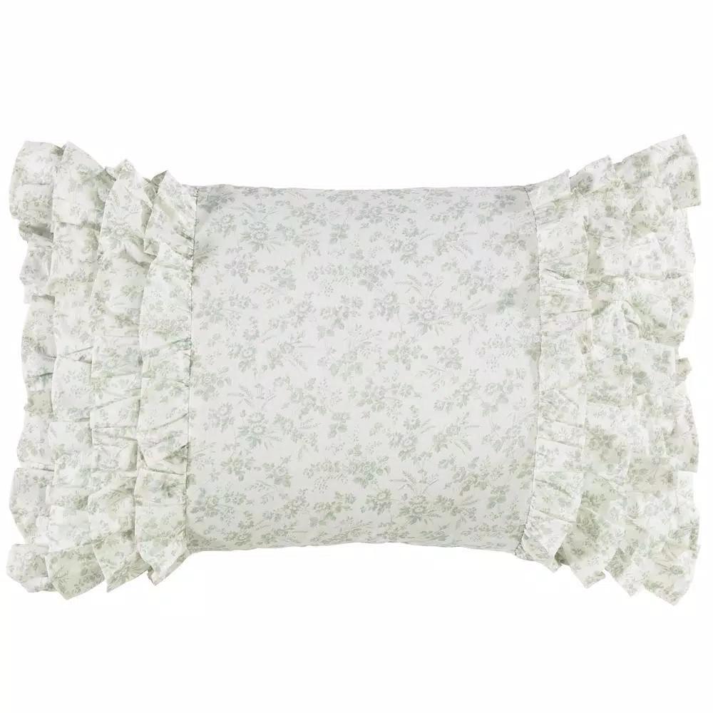 Laura Ashley Harper Jade Green Floral Cotton Throw Pillow, 14 x 20 in.