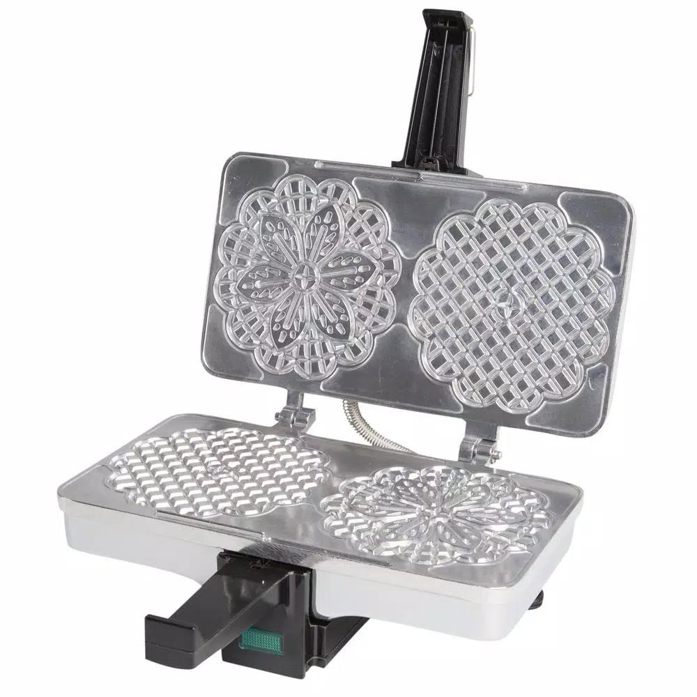 CucinaPro 2-Waffle Stainless Steel Pizzelle Maker, 5-inch Traditional Italian Waffle Iron