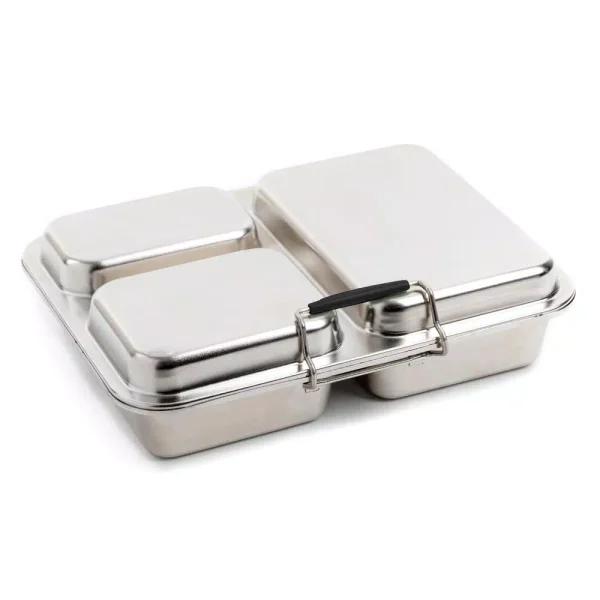 Manna Baransu Stainless Steel Large Lunch Container, 59 oz Divided Food Storage Box