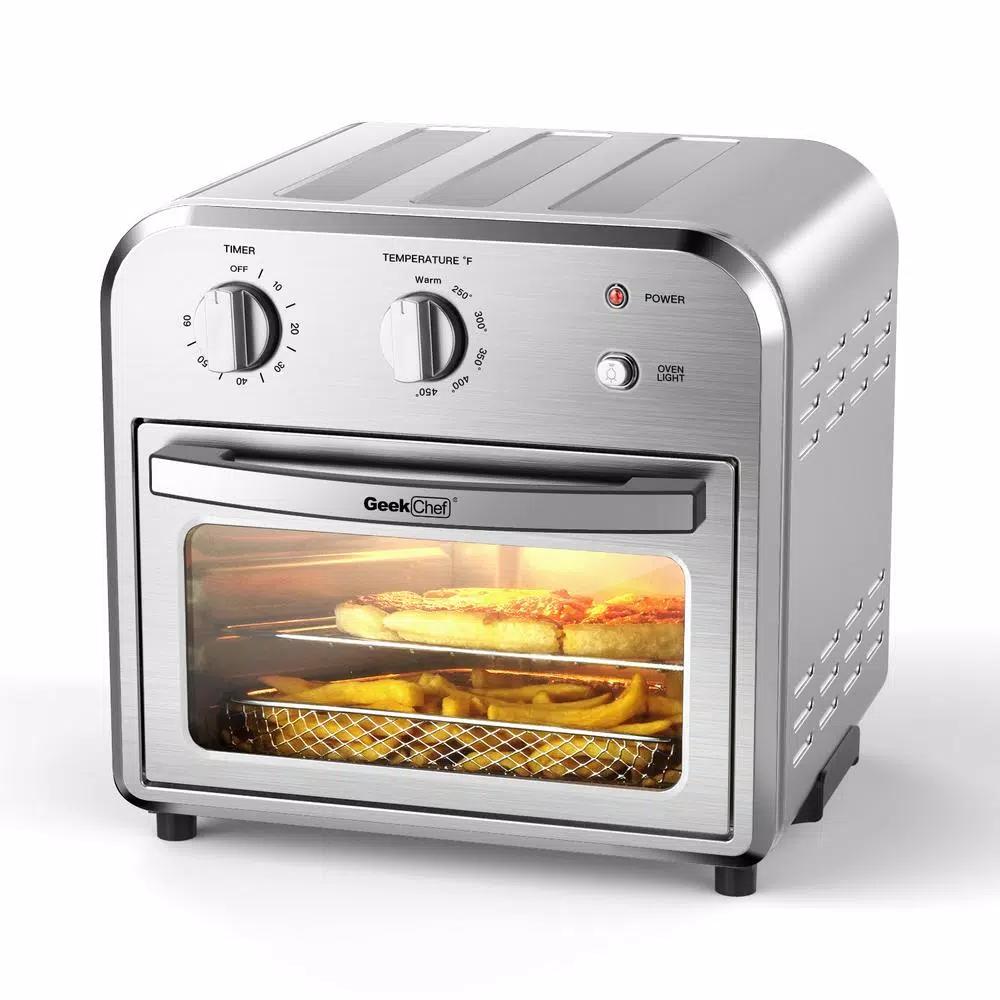 Boyel Living 11 Qt. Silver Stainless Steel Air Fryer with 4 Accessories, 1500W, Temperature & Time Control