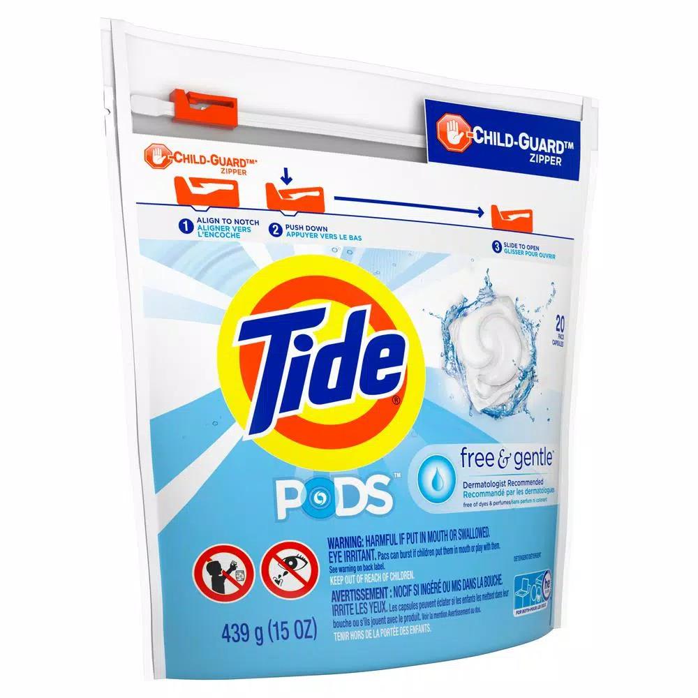 Tide PODS Free and Gentle Unscented Laundry Detergent Pods, 20-Count (6-Pack)