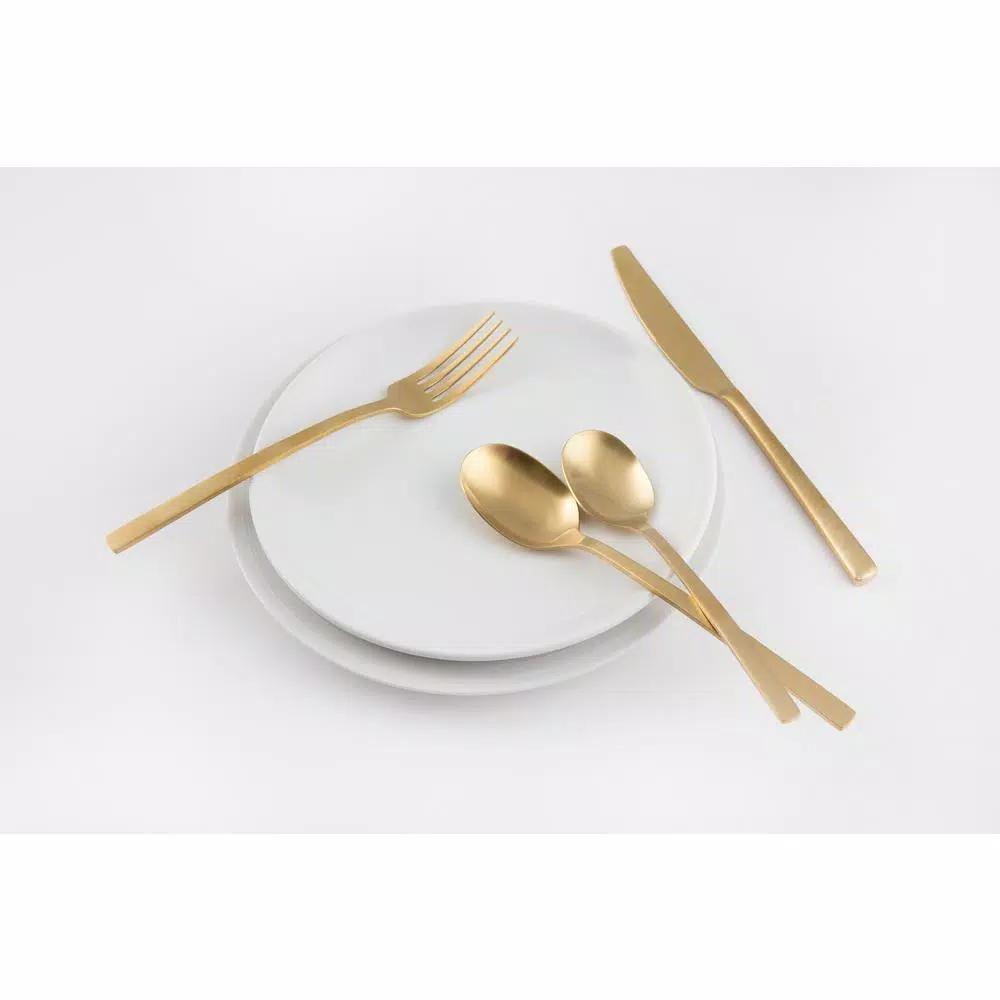 Cambridge Beacon 16-Piece Gold Satin 18/0 Stainless Steel Flatware Set, Service for 4