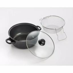 Cook Pro 4.5 Qt. Carbon Steel Deep Fryer Set with Frying Basket and Vented Glass Lid thumbnail 1