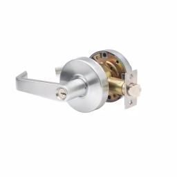 Taco Saturn Series Grade 2 Classroom Cylindrical Door Leverset with 2 Cylinders, Brushed Chrome thumbnail 1