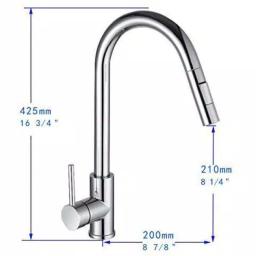 Vanity Art 16.7 in. Single-Handle Pull-Down Kitchen Faucet, Brushed Nickel thumbnail 6