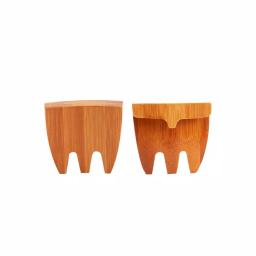 Unbranded 3-Piece White Porcelain Salad Bowl Set with Bamboo Servers thumbnail 3