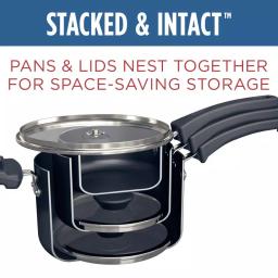 Farberware Neat Nest 1-Quart Aluminum Nonstick Saucepan with Glass Lid, Black thumbnail 5