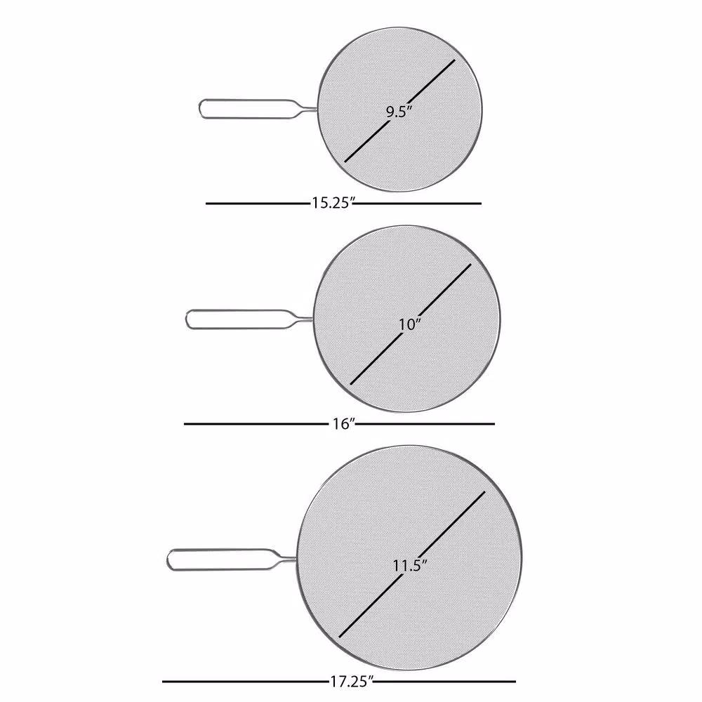 Classic Cuisine Stainless Steel Mesh Splatter Screen Guards, 3-Pack