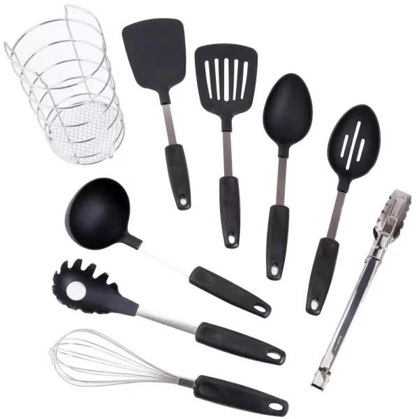Gibson Chef's Better Basics 9-Piece Nylon Kitchen Utensil Set with Wire Caddy