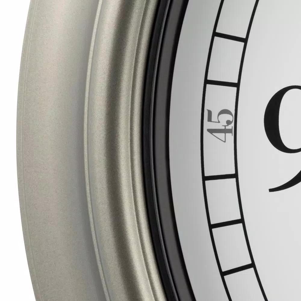 La Crosse Technology 18-Inch Atomic Analog Wall Clock with Thermometer & Hygrometer, Pewter