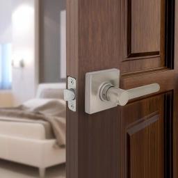 Defiant Highland Satin Nickel Passage Door Lever with Square Rose thumbnail 2