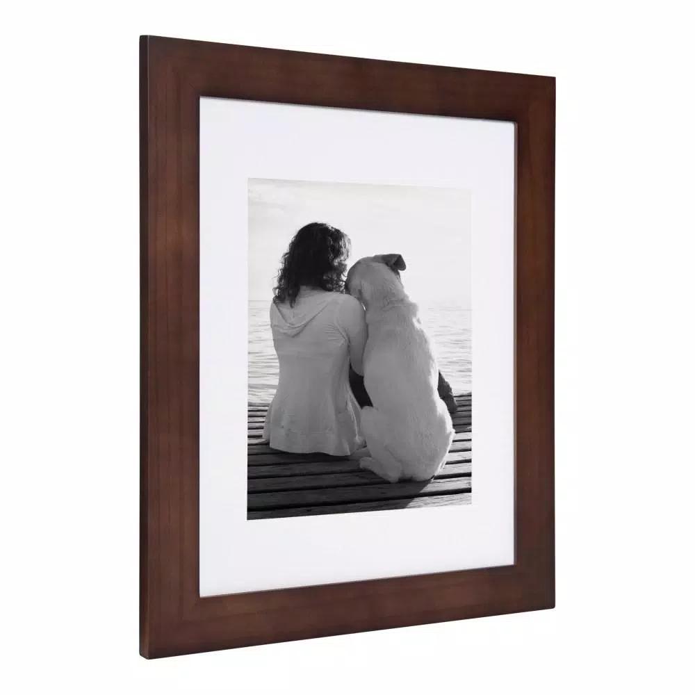 DesignOvation Museum Collection 11x14 Walnut Brown Picture Frame Set, Matted to 8x10, Pack of 4