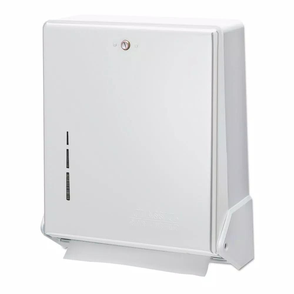 San Jamar White Metal Paper Towel Dispenser for C-Fold and Multifold Towels