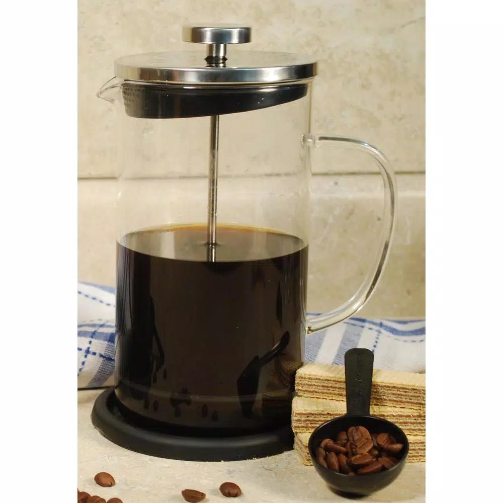 Cook Pro 3-Cup Borosilicate Glass French Press Coffee Maker with Coaster and Measuring Spoon