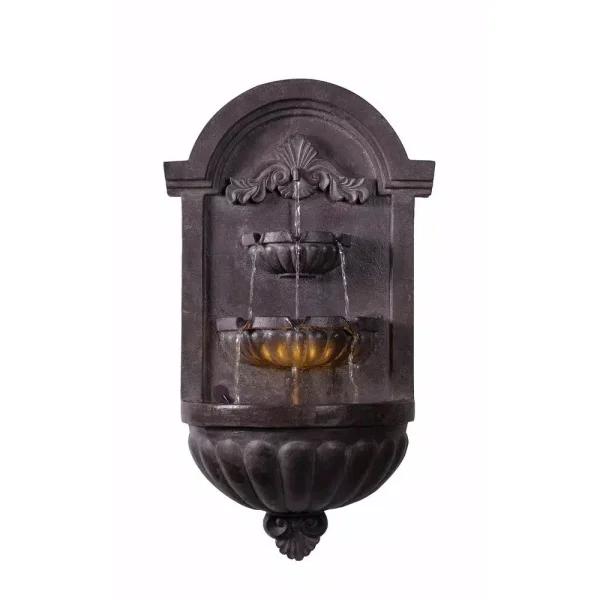 Kenroy Home San Pablo Resin Wall Fountain with LED Light, Plum Bronze, 35-inch