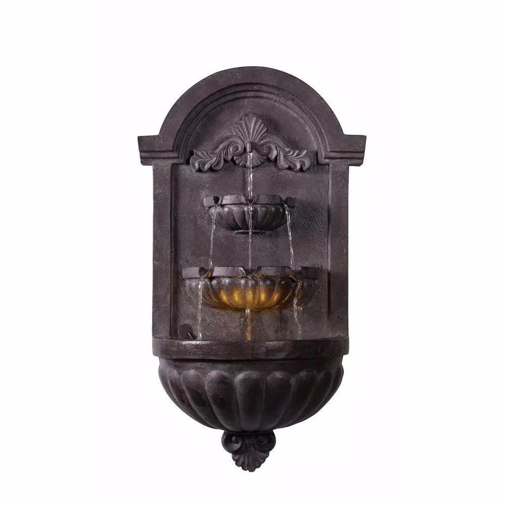 Kenroy Home San Pablo Resin Wall Fountain with LED Light, Plum Bronze, 35-inch