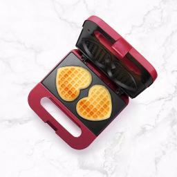 HOLSTEIN HOUSEWARES 750W Red and Stainless Steel Heart Shaped Waffle Maker thumbnail 3
