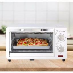 Continental Electric 1000W 4-Slice White Toaster Oven with 60-Minute Timer, Bake & Broil thumbnail 6