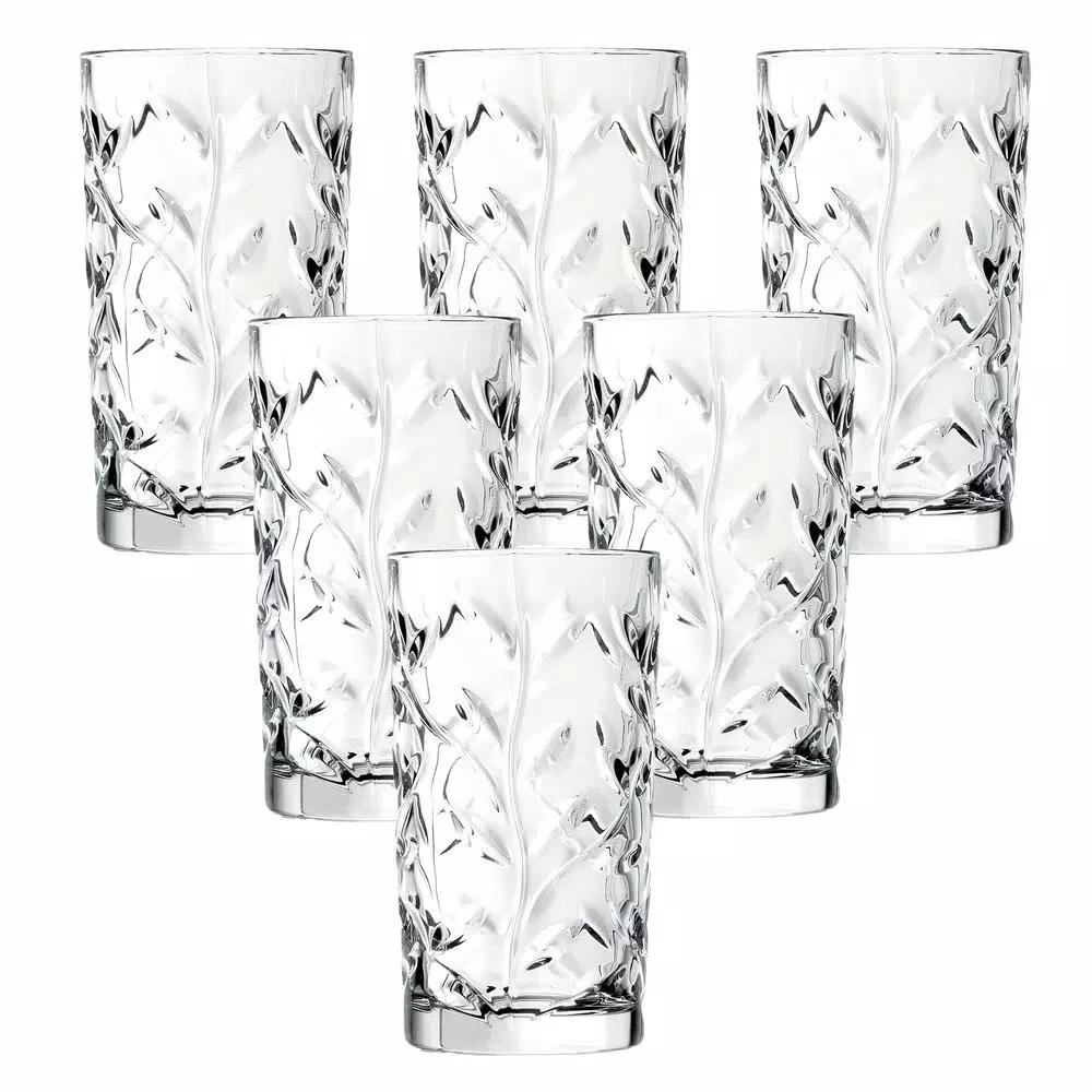 Lorren Home Trends RCR Laurus Crystal Highball Glasses, Set of 6, 12 oz.