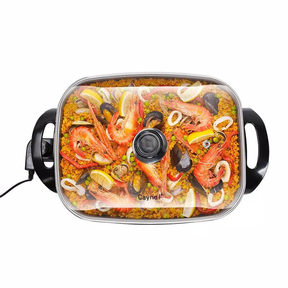 Boyel Living 8 Qt Copper Professional Non-Stick Electric Skillet, 16 in. x 12 in. Square Jumbo Frying Pan